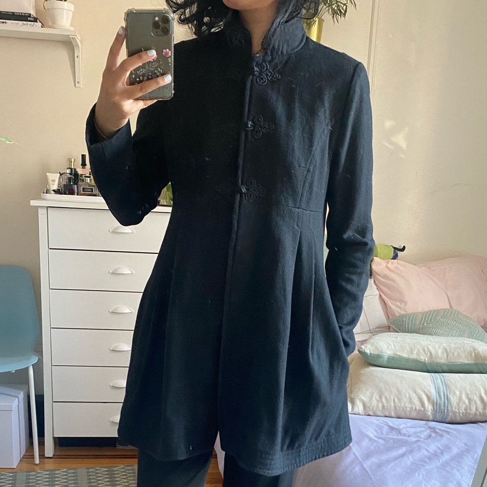 Black Mandarin Collar Coat